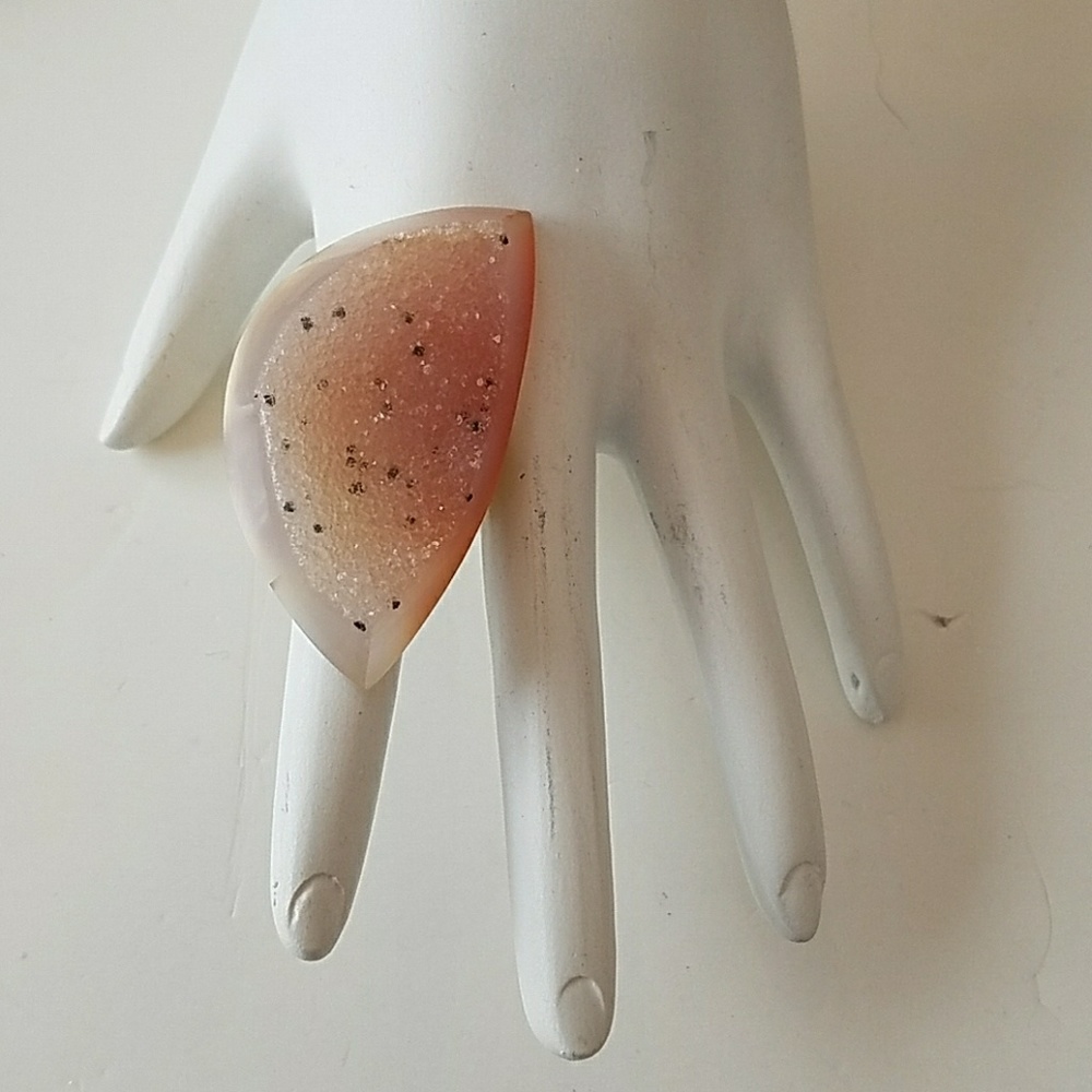 GASOLINE GLAMOUR druzy ring white brown